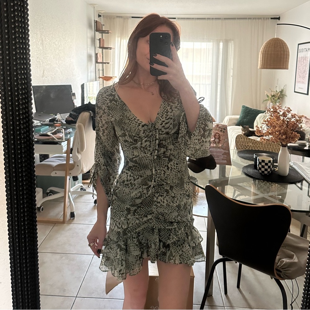 Green Snake Print Dress